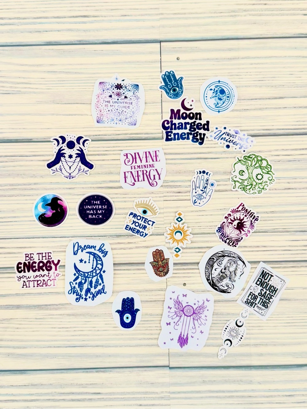 Mystical Energy Decorative Sticker Pack - Blue, Purple, Green Accents